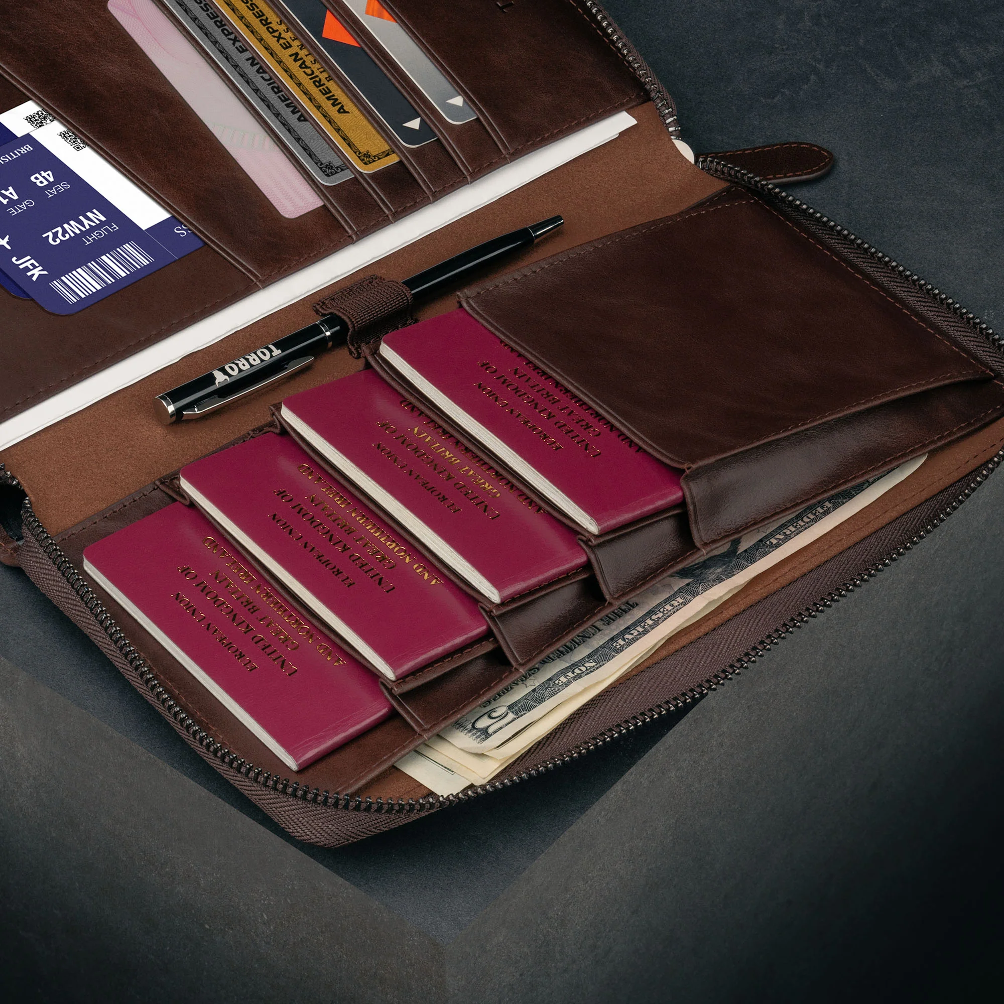 Leather Family Passport Holder and Document Organiser - Image 10