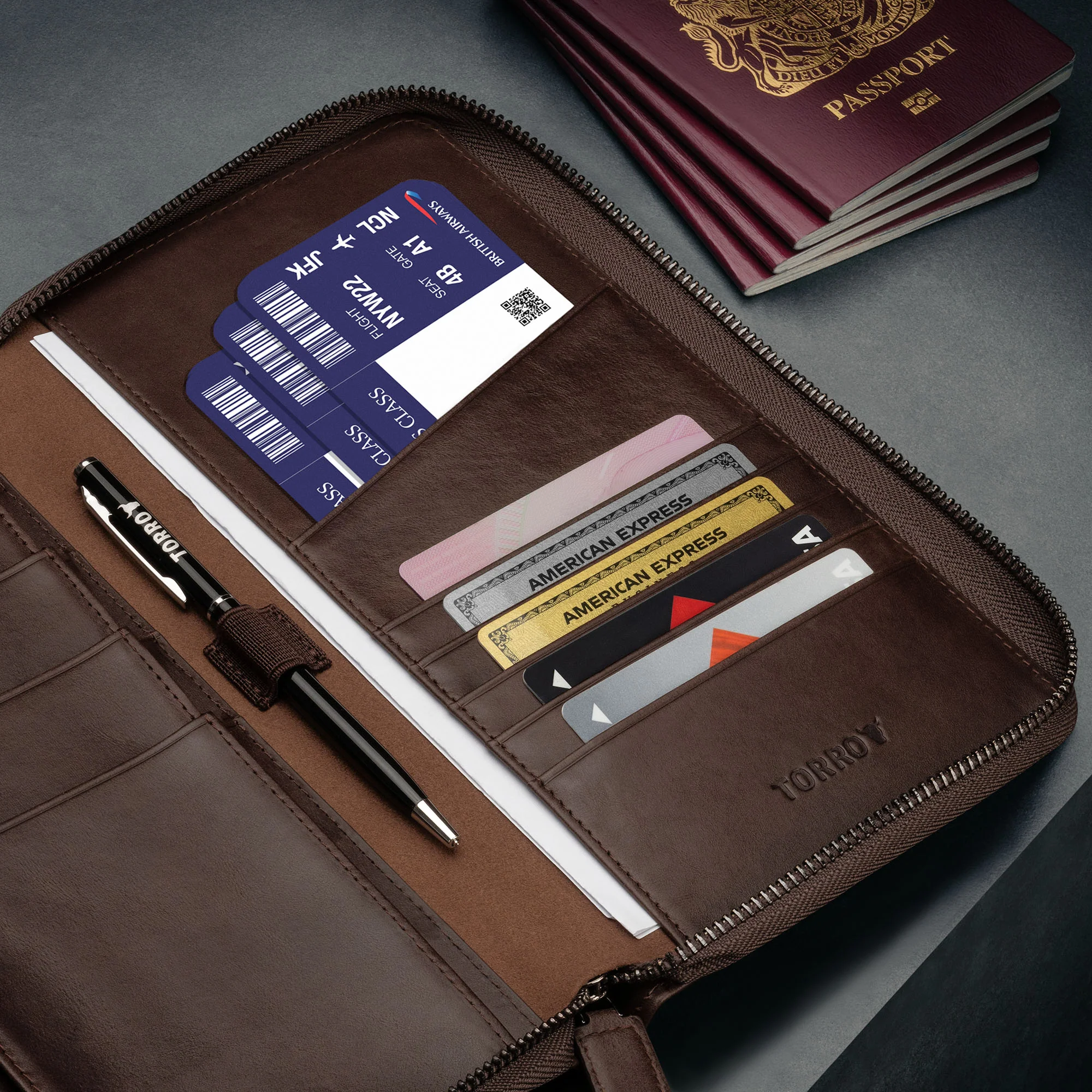 Leather Family Passport Holder and Document Organiser - Image 9