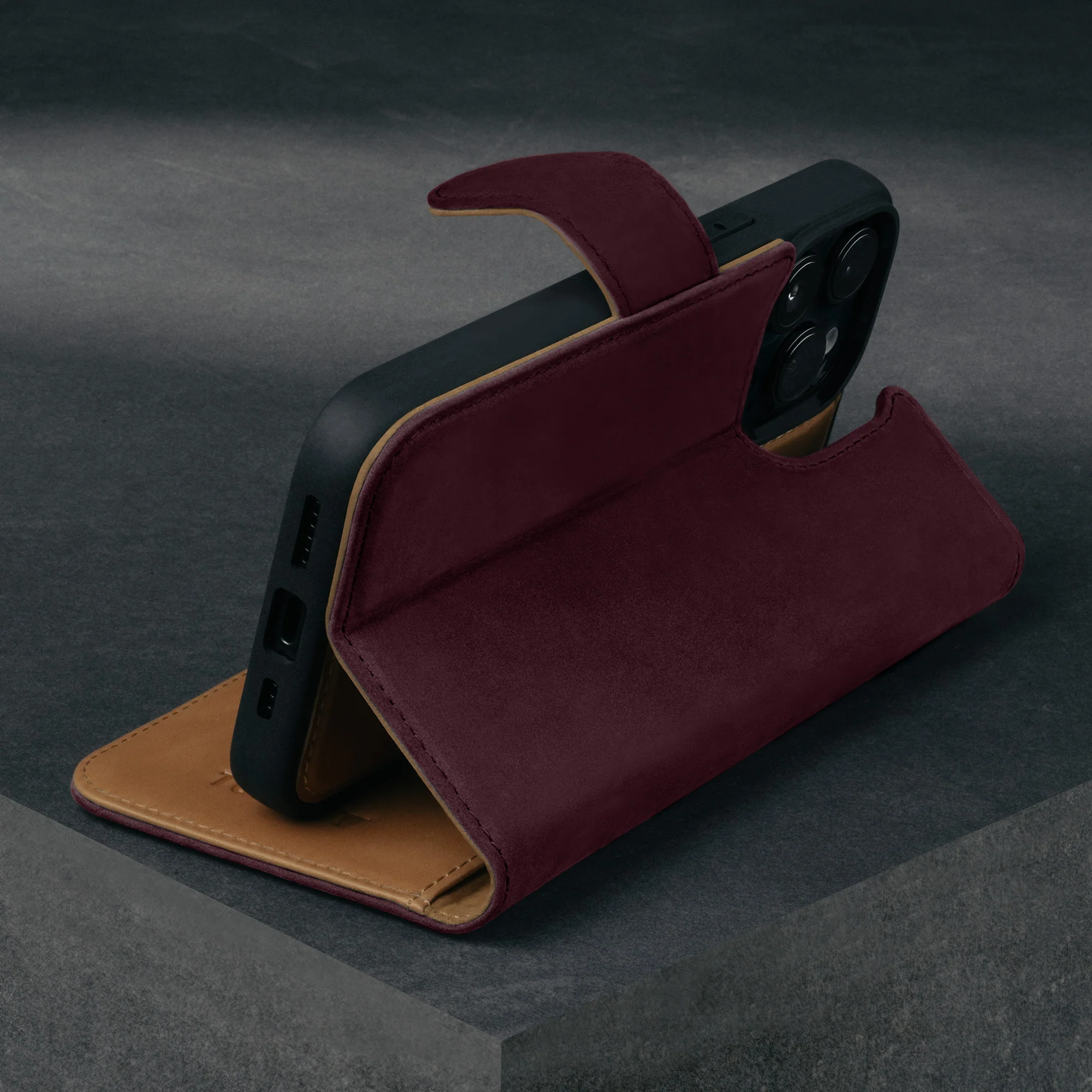iPhone 15 Pro Nubuck Leather Wallet Case (with Detachable Cover) - Image 3
