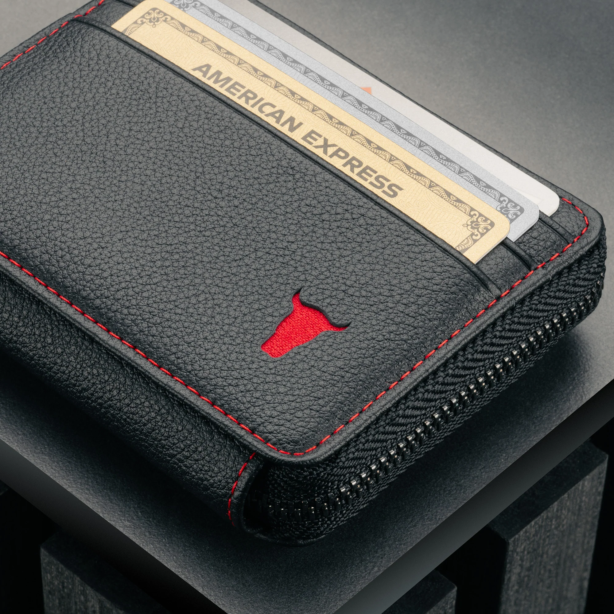 Leather Zipped Coin Purse/Wallet (with Card Holder) - Image 3