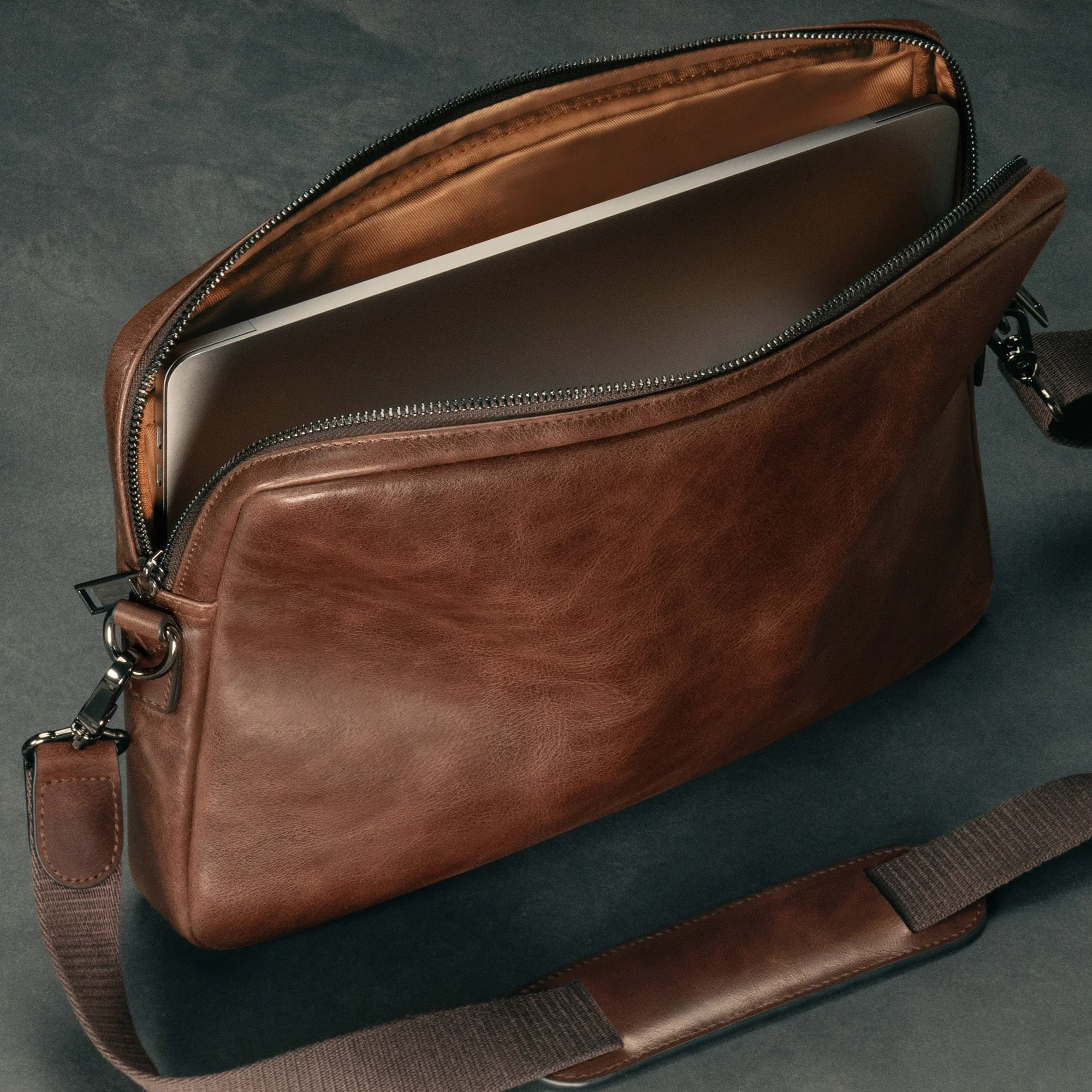 Slim Leather Laptop Bag - Image 12