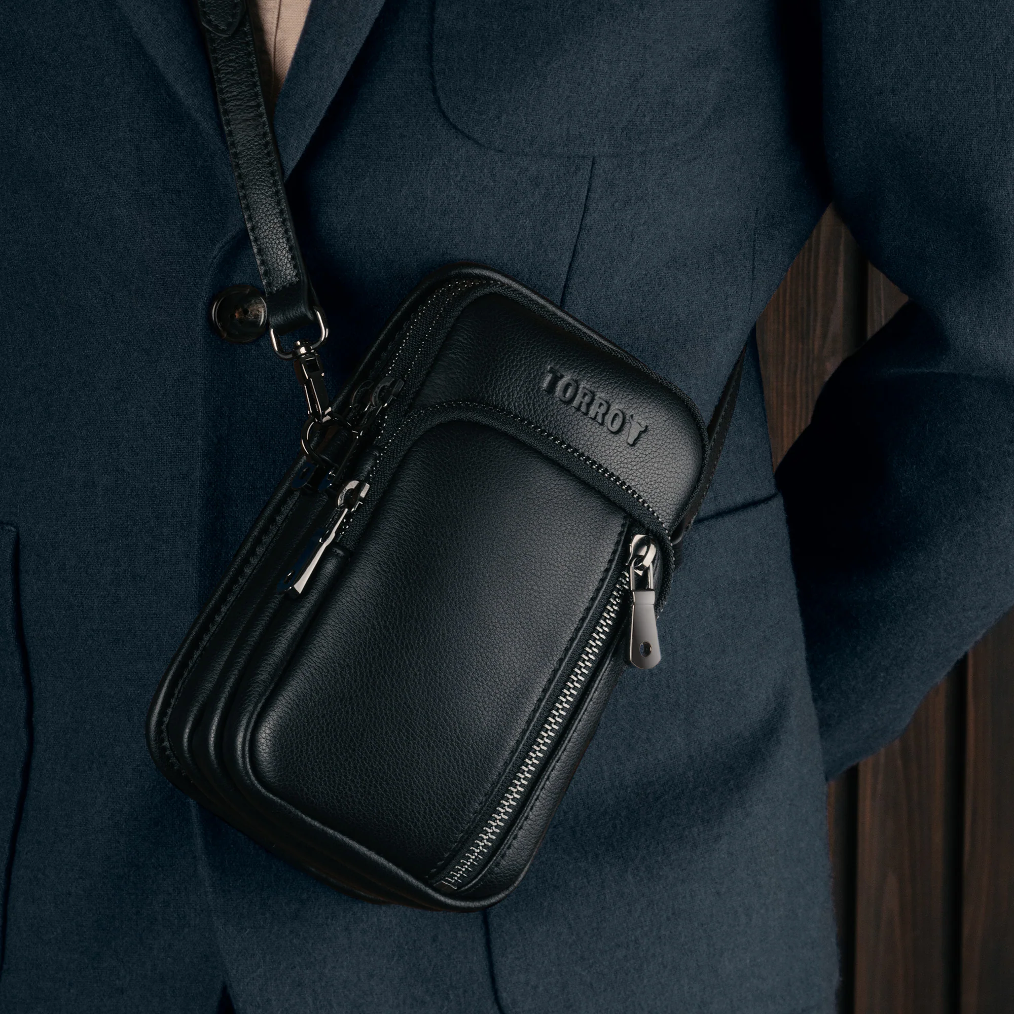 Leather Crossbody Phone Bag - Image 7